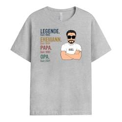 Geschenke Mall Personalisiertes Legende T-Shirt - Personalisiert für Papa und Opa zum Geburtstag, Weihnachten oder Vatertag (Opa, Graues Sport) von Geschenke Mall