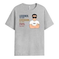 Geschenke Mall Personalisiertes Legende T-Shirt - Personalisiert für Papa und Opa zum Geburtstag, Weihnachten oder Vatertag (Papa, Graues Sport) von Geschenke Mall