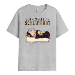 Geschenke Mall Personalisiertes Offizielles Schlafshirt T-Shirt für Katzenbesitzer - Geschenke für Männer, Frauen zu Weihnachten, Geburtstag (Modell #2, Graues Sport) von Geschenke Mall