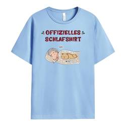 Geschenke Mall Personalisiertes Offizielles Schlafshirt T-Shirt für Katzenbesitzer - Geschenke für Männer, Frauen zu Weihnachten, Geburtstag (Modell #3, Hellblaues) von Geschenke Mall