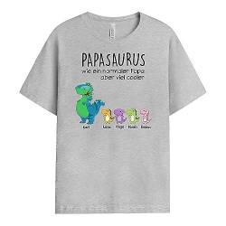 Geschenke Mall Personalisiertes Opasaurus Papasaurus T-Shirt - Personalisiert für Papa und Opa zum Geburtstag, Weihnachten oder Vatertag (Graues Sport, Anzahl DER Kinder WÄHLEN – 2 Kinder) von Geschenke Mall