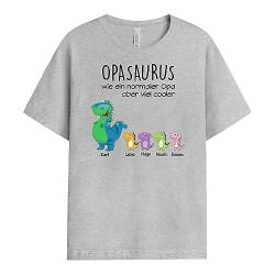 Geschenke Mall Personalisiertes Opasaurus Papasaurus T-Shirt - Personalisiert für Papa und Opa zum Geburtstag, Weihnachten oder Vatertag (Graues Sport, Anzahl DER Kinder WÄHLEN – 3 Kinder) von Geschenke Mall