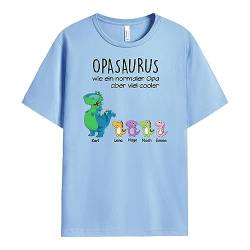 Geschenke Mall Personalisiertes Opasaurus Papasaurus T-Shirt - Personalisiert für Papa und Opa zum Geburtstag, Weihnachten oder Vatertag (Hellblaues, Anzahl DER Kinder WÄHLEN – 1 Kind) von Geschenke Mall