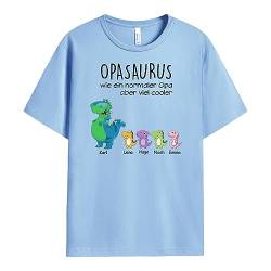 Geschenke Mall Personalisiertes Opasaurus Papasaurus T-Shirt - Personalisiert für Papa und Opa zum Geburtstag, Weihnachten oder Vatertag (Hellblaues, Anzahl DER Kinder WÄHLEN – 2 Kinder) von Geschenke Mall