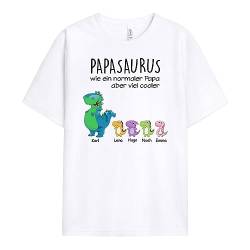 Geschenke Mall Personalisiertes Opasaurus Papasaurus T-Shirt - Personalisiert für Papa und Opa zum Geburtstag, Weihnachten oder Vatertag (Weißes, Anzahl DER Kinder WÄHLEN – 2 Kinder) von Geschenke Mall