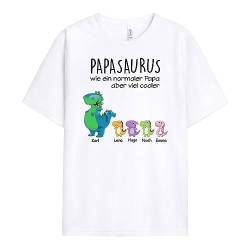 Geschenke Mall Personalisiertes Opasaurus Papasaurus T-Shirt - Personalisiert für Papa und Opa zum Geburtstag, Weihnachten oder Vatertag (Weißes, Anzahl DER Kinder WÄHLEN – 5 Kinder) von Geschenke Mall