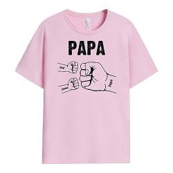 Geschenke Mall Personalisiertes T-Shirt für Papa, Opa - Personalisiertes Fauststoß Papa Opa und Kinder T-Shirt (Blassrosa, Anzahl DER Kinder WÄHLEN – 2 Kinder) von Geschenke Mall