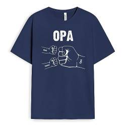 Geschenke Mall Personalisiertes T-Shirt für Papa, Opa - Personalisiertes Fauststoß Papa Opa und Kinder T-Shirt (Marineblaues, Anzahl DER Kinder WÄHLEN – 2 Kinder) von Geschenke Mall