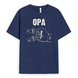 Geschenke Mall Personalisiertes T-Shirt für Papa, Opa - Personalisiertes Fauststoß Papa Opa und Kinder T-Shirt (Marineblaues, Anzahl DER Kinder WÄHLEN – 6 Kinder) von Geschenke Mall
