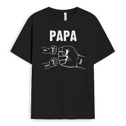 Geschenke Mall Personalisiertes T-Shirt für Papa, Opa - Personalisiertes Fauststoß Papa Opa und Kinder T-Shirt (Schwarzes, Anzahl DER Kinder WÄHLEN – 1 Kind) von Geschenke Mall