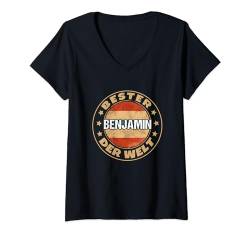 Damen Bester Benjamin der Welt Vater Rente Persönliches Namen T-Shirt mit V-Ausschnitt von Geschenke für Benjamin