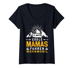 Damen Coole Mamas fahren Wohnmobil - Camping Road Trip Reisemobil T-Shirt mit V-Ausschnitt von Geschenke & Produkte für Camping Fans