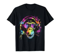 DJ Monkey Affen mit Sonnenbrille Geschenkidee Affe Musik T-Shirt von Geschenkidee Affen DJ für Musik & Musiker Fans