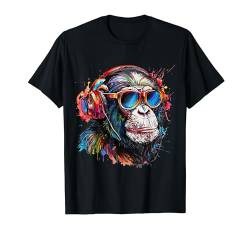 DJ Monkey Affen mit Sonnenbrille Geschenkidee Affe Musik T-Shirt von Geschenkidee Affen DJ für Musik & Musiker Fans