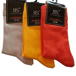 6 Paar stylische Socken 2x Orange 2x Gelb 2x Beige RS Baumwolle (35-38) von Gesundheitsstrumpf