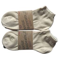 8 Paar Natur 100 % Baumwoll-Sneaker Socken Füsslinge ohne Naht Kochfest, Natur, 43/46 von Gesundheitsstrumpf