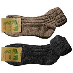 Gesundheitsstrumpf 2 Paar Sehr Warme weiche Umschlag Socken mit Alpaka Wolle Bettsocken (35-38, Grau-Braun-Mix) von Gesundheitsstrumpf