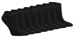 Gesundheitsstrumpf 8 Paar 100 % Baumwolle Sneaker Socken Füsslinge ohne Naht bis, 39-42, Schwarz von Gesundheitsstrumpf