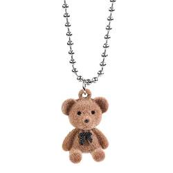 Gesuter Bär Damen Halskette,Niedlicher Tierschmuck Teddybär Anhänger - Kleiner Bär Halskette Schmuck Zubehör von Gesuter