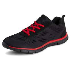 Get Fit Herren Leicht Fitness Sportlich Komfort Gepolstert Turnschuhe - Schwarz/Rot - EU44/UK10 - BS0430 von Get Fit