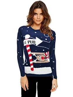 hergestellt von Purl NEU Herren Damen Weihnachts Pullover Rudolph Pom Pom Rentier Weihnachtsmann Elfen Pinguin Retro Vintage Pullover TOP Retro NEUHEIT Pullover S-3XL von Get The Trend