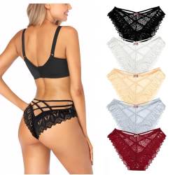 Getervb 5Er Pack String Tanga Damen Sexy Dessous Niedrige Taille Unterhosen Damen Tanga Spitze Slips Verführerisches Unterwäsche Frauen Bikini Panty von Getervb