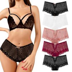 Getervb 5Er Pack String Tanga Damen Sexy Dessous Niedrige Taille Unterhosen Damen Tanga Spitze Slips Verführerisches Unterwäsche Frauen Bikini Panty von Getervb