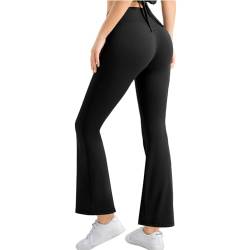 Getervb Sport Leggings Damen Flared High Waist Yogahose Booucut Schlaghose Blickdicht Stretch Freizeithose Jogginghose Jazzpants Laufhose von Getervb