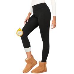 Getervb Thermoleggins Damen Winter Gefüttert Lang Thermo Leggings mit Fleece High Waist Sportleggins Yogahose Blickdicht von Getervb