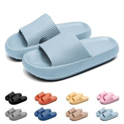 Geweo Badeschuhe Hausschuhe Herren Cozislides Original Damen Pillow Cloud Slippers Sommer Rutschfeste Dicker Sohle Weich Wolken Pantoletten Unisex Dusche Strand Slides Sandalen Hellblau EU 38-39 von Geweo