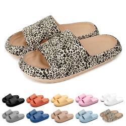 Geweo Badeschuhe Hausschuhe Herren Cozislides Original Damen Pillow Cloud Slippers Sommer Rutschfeste Dicker Sohle Weich Wolken Pantoletten Unisex Garten Dusche Strand Slides Sandalen Leopard EU 36-37 von Geweo