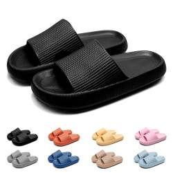 Geweo Badeschuhe Hausschuhe Herren Cozislides Original Damen Pillow Cloud Slippers Sommer Rutschfeste Dicker Sohle Weich Wolken Pantoletten Unisex Garten Dusche Strand Slides Sandalen Schwarz EU 38-39 von Geweo