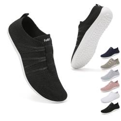 Geweo Barfußschuhe Damen Barfuss Hausschuhe Schuhe Sneaker Barfussschuhe Herren Bequem Leicht Laufschuhe Straßenlaufschuhe Fitnessschuhe Traillaufschuhe Zero Drop Barefoot Shoes Schwarz 38EU von Geweo