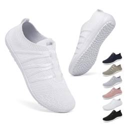 Geweo Barfußschuhe Damen Herren Barfuss Hausschuhe Barfuß Schuhe Barfussschuhe Barefoot Shoes Turnschuhe Gymnastikschuhe Sockenschuhe Fitnessschuhe Mit Zero Drop Sohle Weiß 45EU von Geweo