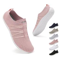 Geweo Barfußschuhe Damen Traillaufschuhe Leicht Training Fitnessschuhe Strand Straßenlaufschuhe Laufschuhe Wander Wald Sports Schuhe Für Frauen Outdoor Indoor Sneakers Rosa 38EU von Geweo