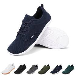 Geweo Barfußschuhe Herren Barfuss Schuhe Damen Barfuß Sneaker Barefoot Shoes Fitnessschuhe Laufschuhe Walkingschuhe Turnschuhe Minimalistische Straßenlaufschuhe Weich Leicht Bequeme, Blau 38 EU von Geweo