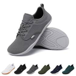 Geweo Barfußschuhe Herren Barfuss Schuhe Damen Barfuß Sneaker Barefoot Shoes Fitnessschuhe Laufschuhe Walkingschuhe Turnschuhe Minimalistische Straßenlaufschuhe Weich Leicht Bequeme, Grau 37 EU von Geweo