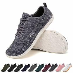 Geweo Damen Barfußschuhe Barfußschuh Herren Barfuss Schuhe Barefoot Shoes Leicht Barfuß Sneaker Fitnessschuhe Atmungsaktiv Minimalistische Schuhe, Grau Gr.47 von Geweo