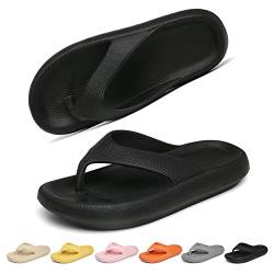 Geweo Kissenrutschen Pantoffeln Herren Damen Badelatschen Zehentrenner Flip-Flops Strand Sandale Doppelschnalle rutschfeste Hausschuhe Home Slippers Sommer Pantoletten Unisex Schwarz 42/43EU von Geweo