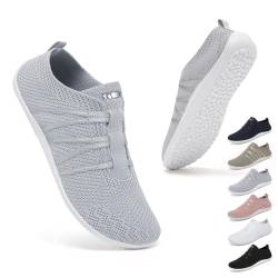 Geweo Laufschuhe Damen Herren Turnschuhe Straßenlaufschuhe Minimalistische Atmungsaktiv Bequeme Slip On Schuhe Sneakers Fitnessschuhe Joggingschuhe Freizeitschuhe Unisex Grau 44EU von Geweo