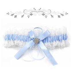 Gewidder Elegantes Premium Strumpfband zur Hochzeit in blau, Hochzeitsstrumpfband, Brautstrumpfband, Brautaccessoires, Geschenk für die Braut - Einheitsgröße, Blau (Hellblau) von Gewidder
