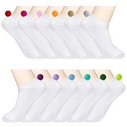 12 Paare Weiße Söckchen mit Bommel Tief Geschnitten Pom Pom Performance Socken Weiche Socken mit Niedrigem Schnitt für Dame Frauen Mädchen Geeignet für Sommer Frühling Herbst Herbst von Geyoga