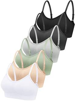 6 Stück Damen Sports BHS, Nahtlose Spaghettiträger Bralette ohne Bügel Kabellose Bustier Gepolsterte BHS (as3, Alpha, x_l, Regular, Regular, Mehrfarbig) von Geyoga