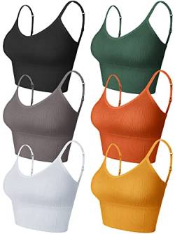 6 Stücke Nahtlos Gepolstert Bandeau Sport BH mit Verstellbar Träger (M) von Geyoga