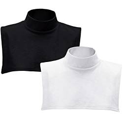 Fake Turtleneck Dickey Abnehmbare Kragen Set Half Top Mock Bluse Kragen für Damen Herren, weiß / schwarz, Einheitsgröße von Geyoga