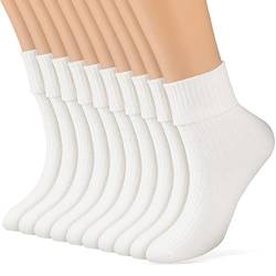 Geyoga 10 Pack Damen Manschette Socken Weiße Socken Bobby Socken 50er Jahre Kostüme (Weiß) von Geyoga