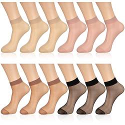 Geyoga 12 Paar Durchsichtige Söckchen Transparente Nylon Socken (Einfache Farbe, L) von Geyoga