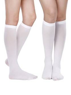 Geyoga 2 Paar Overknee Oberschenkel Kniestrümpfe Socken für Frauen (Weiß, S) von Geyoga