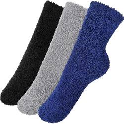 Geyoga 3 Paar Herren Flauschige Pantoffel Socken Kuschelige Bequeme Socken, Größe UK 5,5-11 von Geyoga