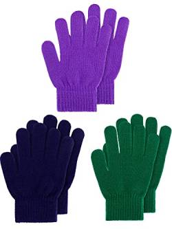 Geyoga 3 Paar Winter Kinder Gestrickte Handschuhe Warme Kinder Strickhandschuhe Elastische Fäustlinge (Charmant, L) von Geyoga